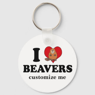 I Love Beavers Funny Custom Sleutelhanger