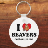 I Love Beavers Funny Custom Sleutelhanger (Achterkant)