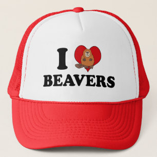 I Love Beavers Funny Trucker Pet