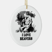 I Love Beavers Keramisch Ornament (Rechts)
