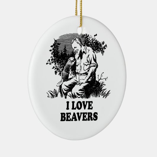 I Love Beavers Keramisch Ornament (Rechts)
