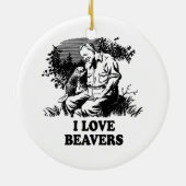 I Love Beavers Keramisch Ornament (Achterkant)