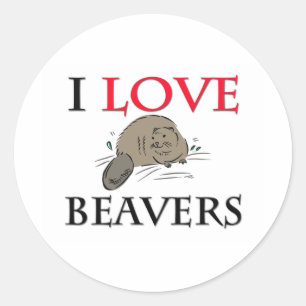 I Love Beavers Ronde Sticker