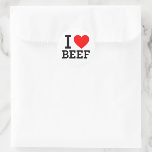I Love Beef Ronde Sticker (Tas)