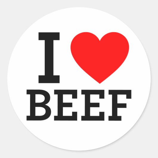 I Love Beef Ronde Sticker (Voorkant)
