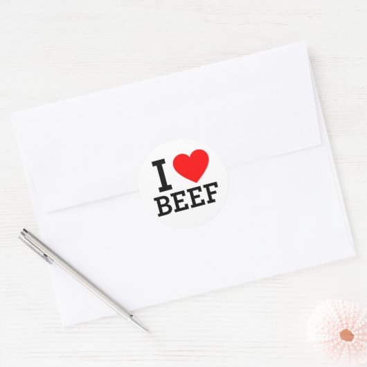 I Love Beef Ronde Sticker (Envelop)