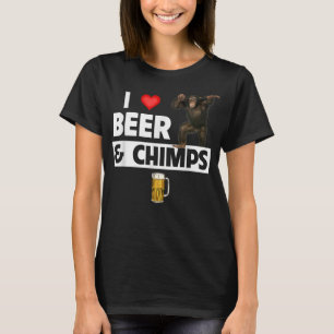 I Love Beer and Chimps Drink Chimpansee Monkey T-shirt