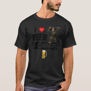 I Love Beer and Chimps Drink Chimpansee Monkey T-shirt