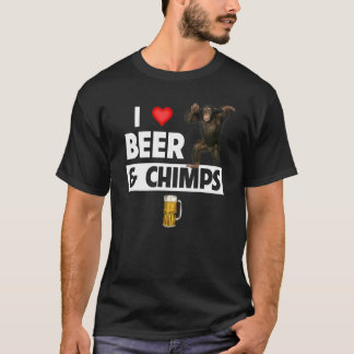 I Love Beer and Chimps Drink Chimpansee Monkey T-shirt