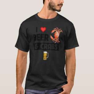 I Love Beer and Crabs Drink Seafood Ocean Mardi T-shirt