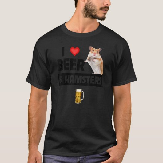 I Love Beer and Hamsters Cage Wheel Drink Anima T-shirt (Voorkant)