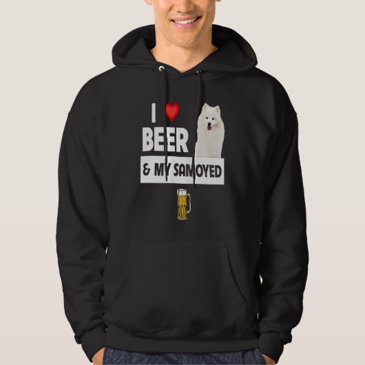 I Love Beer and My Samoyed Herding Paws Mom Dad Dr Hoodie (Voorkant)
