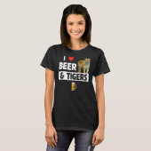 I Love Beer and Tigers Funny Drink Dierenvriend T-shirt (Voorkant volledig)