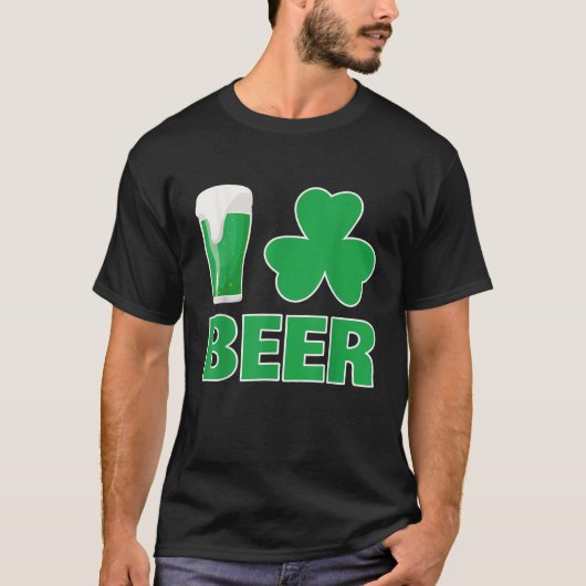 I Love Beer Funny Shamrock St Pattys Day Drink T-shirt (Voorkant)