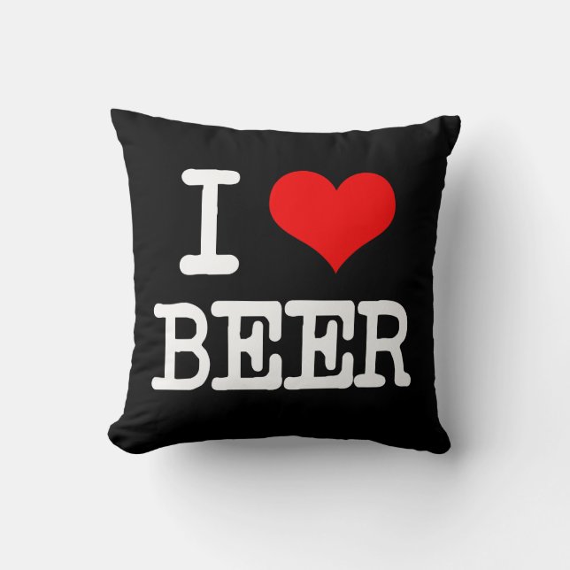 I Love Beer grappig kussen gezegde (Voorkant)
