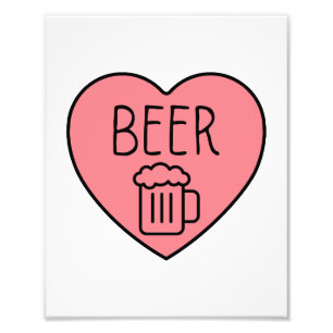 I Love Beer Heart Foto Afdruk