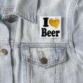 I Love Beer Heart Vierkante Button 5,1 Cm (In situ)
