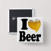 I Love Beer Heart Vierkante Button 5,1 Cm (Voorkant /achterkant)