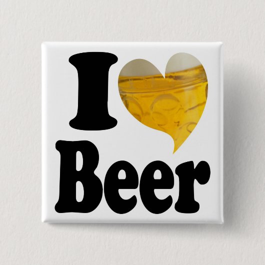 I Love Beer Heart Vierkante Button 5,1 Cm (Voorkant)