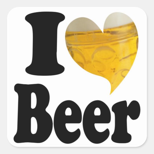 I Love Beer Heart Vierkante Sticker (Voorkant)