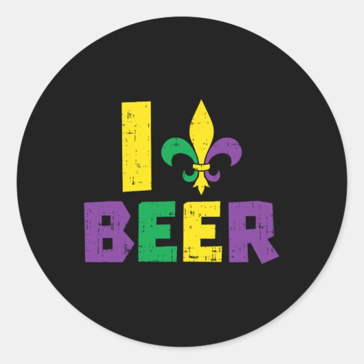 I Love Beer Jester Pet Drink Team Fun Mardi Gra Ronde Sticker (Voorkant)