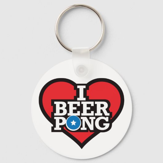 I Love Beer Pong - Red Sleutelhanger (Voorkant)