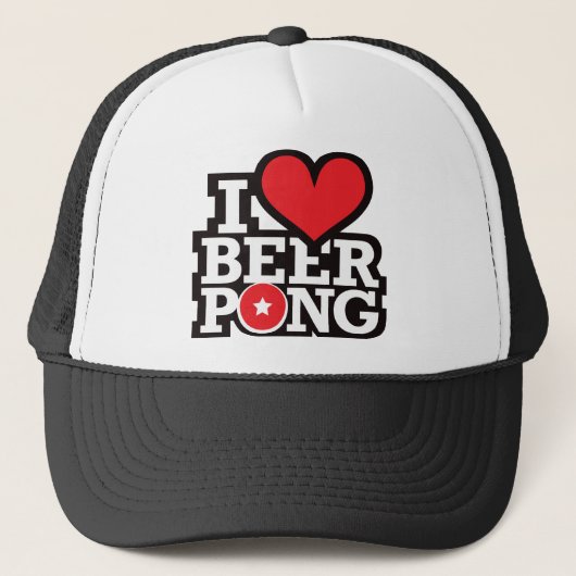 I Love Beer Pong v2 - Red Trucker Pet (Voorkant)
