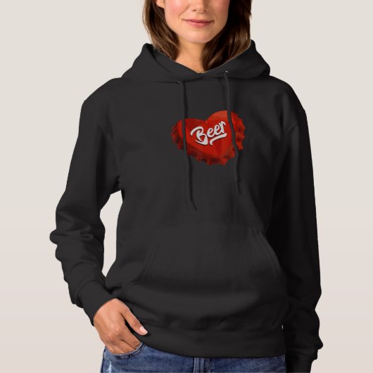 I Love Beer Red Bottle Pet Heart Hoodie (Voorkant)