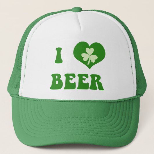 I Love Beer Retro Irish Trucker Hat Pet (Voorkant)