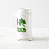 I Love Beer Shamrock St. Patrick Day stein Bierpul (Voorkant links)