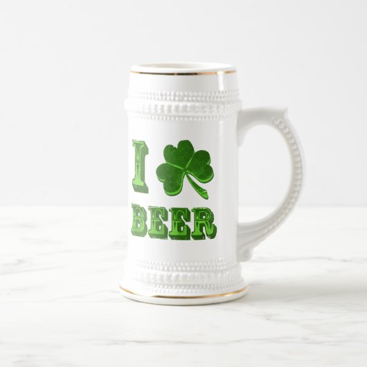 I Love Beer Shamrock St. Patrick Day stein Bierpul (Rechts)
