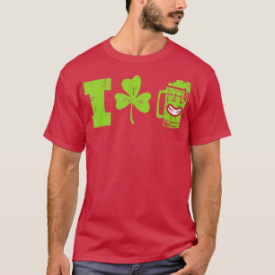 I Love Beer Shamrock St Patricks Day Drink Mannen T-shirt