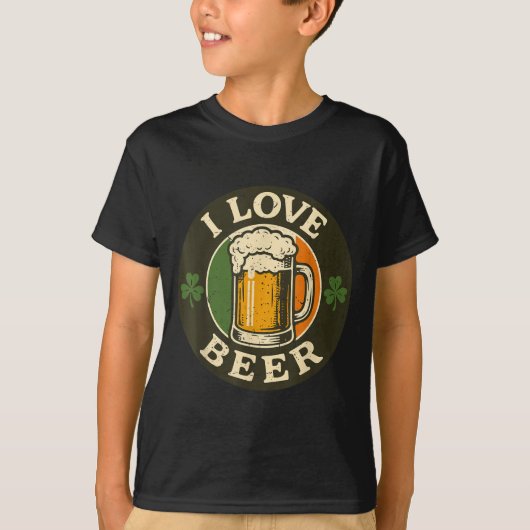 I Love Beer St Patrick Day Drinking Irieam Ireland T-shirt (Voorkant)