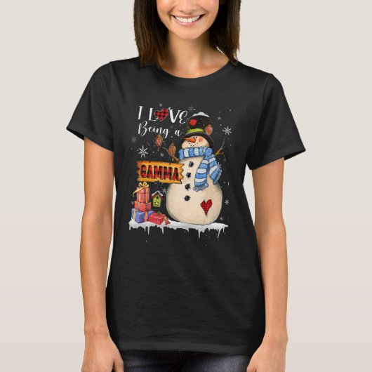 I Love Being A Gamma Snowman Xmas Santa Family Chr T-shirt (Voorkant)