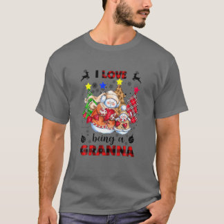 I Love Being A Granna Snowman Christmas Pine Tree T-shirt