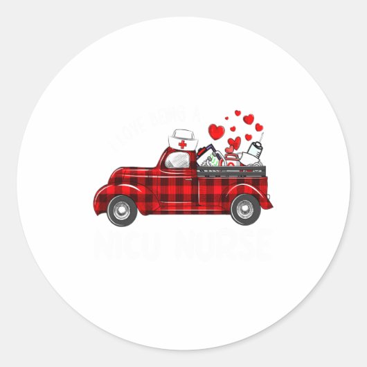I Love Being A Nicu Nurse Valentine Buffalo Plaid  Ronde Sticker (Voorkant)
