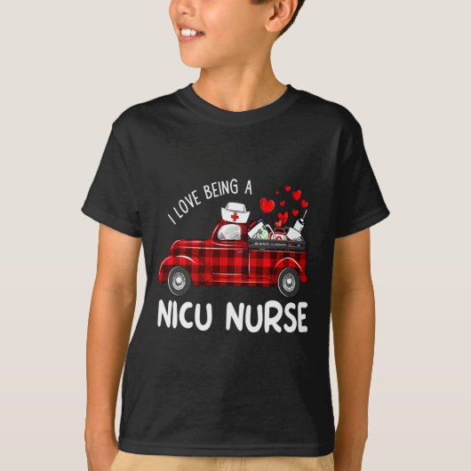 I Love Being A Nicu Nurse Valentine Buffalo Plaid  T-shirt (Voorkant)
