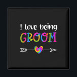 I Love Being Groom Proud Groom Tie Dye Couples Wed Magneet<br><div class="desc">Ik hou ervan om bruidegom te zijn Trotse bruidegom Tie Dye Couples bruiloft</div>