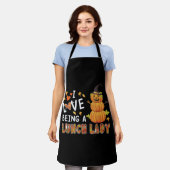 I Love Being Lunch Lady Halloween Pumpkin Costume Schort (Gedragen)