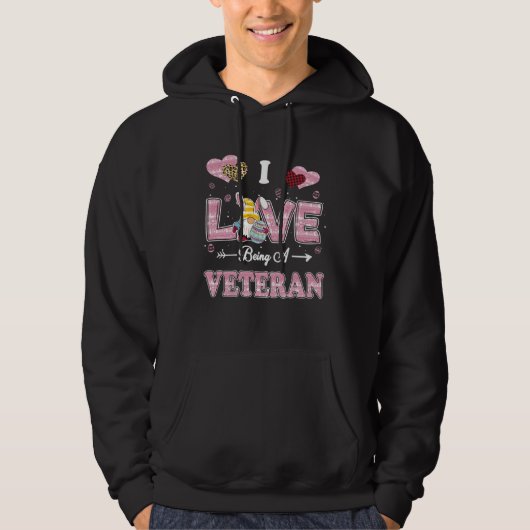 I Love Being Veteran Easter Gnome Job Title Hoodie (Voorkant)