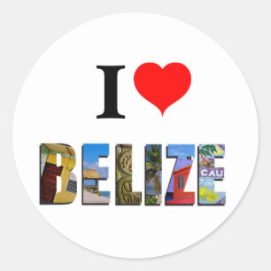 I Love Belize Heart Tropical Beach Travel Photos Ronde Sticker