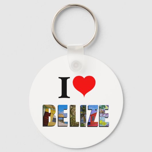 I Love Belize Heart Tropical Beach Travel Photos Sleutelhanger (Voorkant)