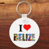 I Love Belize Heart Tropical Beach Travel Photos Sleutelhanger (Achterkant)