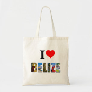 I Love Belize Heart Tropical Beach Travel Photos Tote Bag