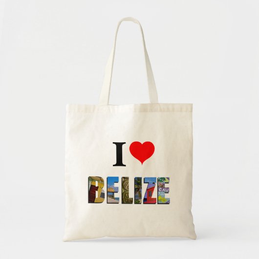 I Love Belize Heart Tropical Beach Travel Photos Tote Bag (Voorkant)