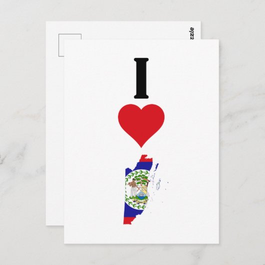 I Love Belize Vertical I Heart Country Flag Map Briefkaart (Voorkant / Achterkant)