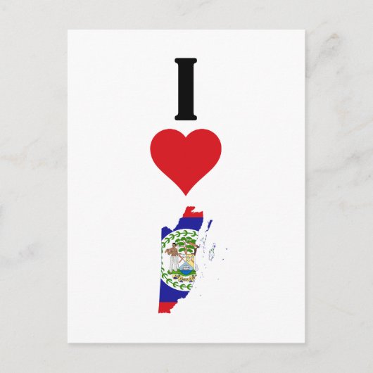 I Love Belize Vertical I Heart Country Flag Map Briefkaart (Voorkant)