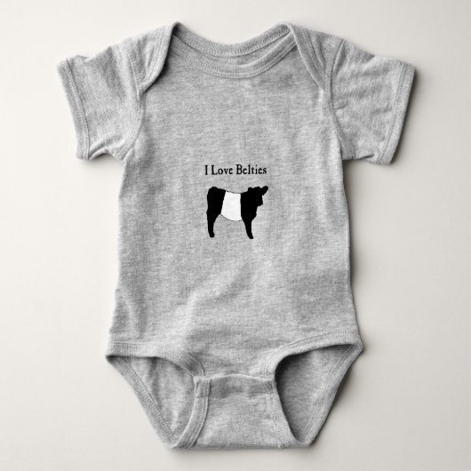 I Love Belties - Black White Belted Galloway Koeie Romper (Voorkant)