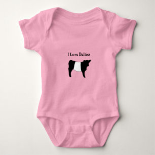 I Love Belties - Black White Belted Galloway Koeie Romper
