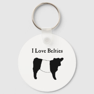 I Love Belties - Black White Belted Galloway Koeie Sleutelhanger